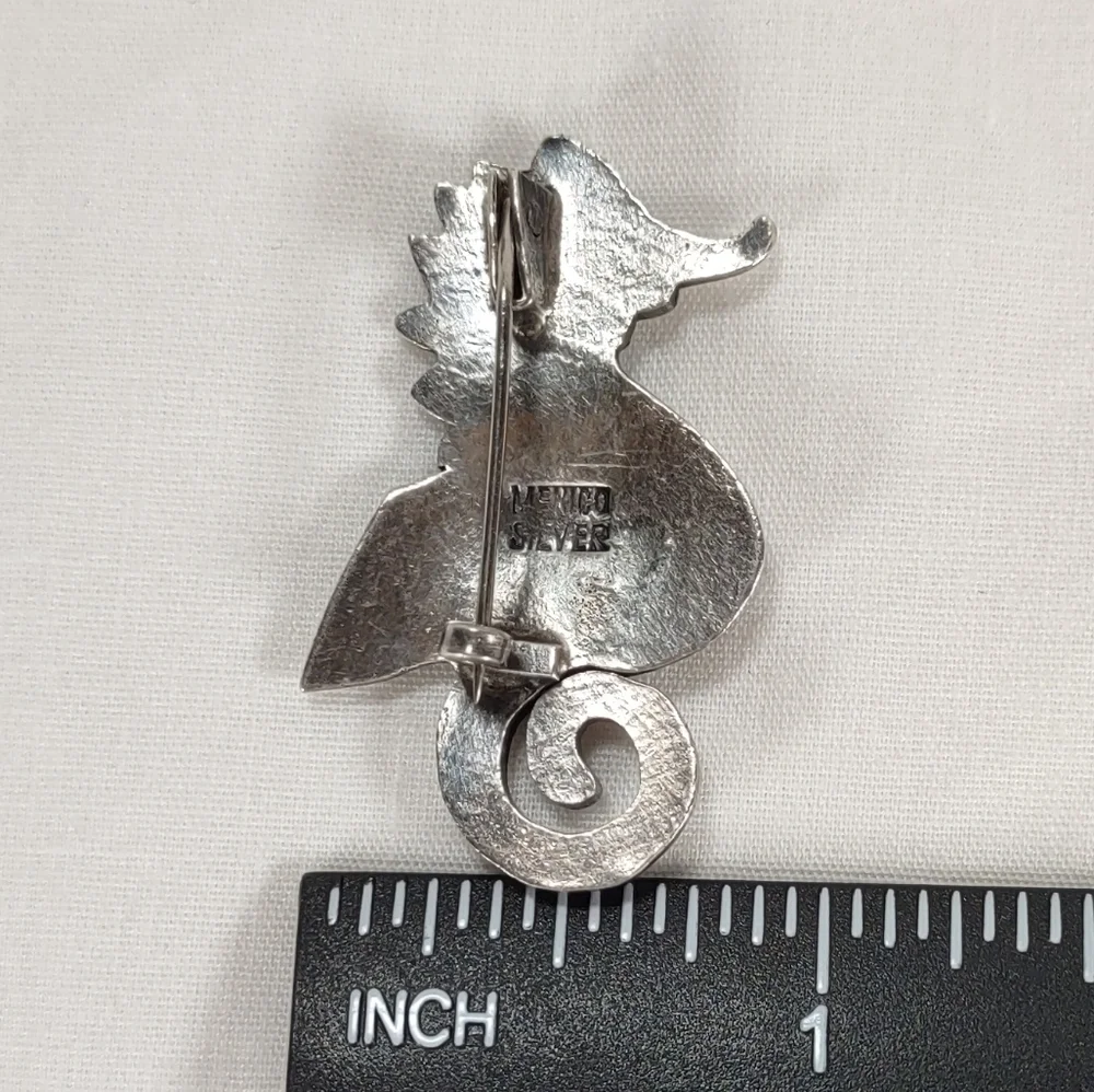 Vintage 1930's-40's Mexico Silver Seahorse Brooch